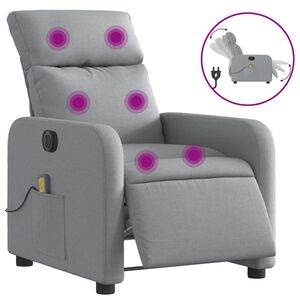 vidaXL Sill&oacute;n reclinable de masaje el&eacute;ctrico tela gris claro