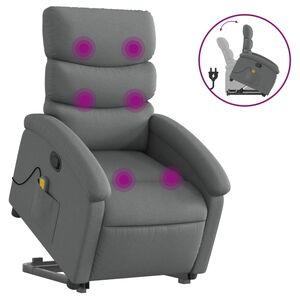 vidaXL Silla de masaje reclinable de pie de tela gris oscuro
