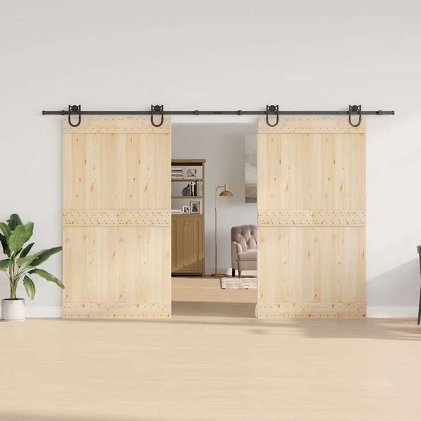 vidaXL Kit de herrajes para puertas correderas acero negro 366 cm