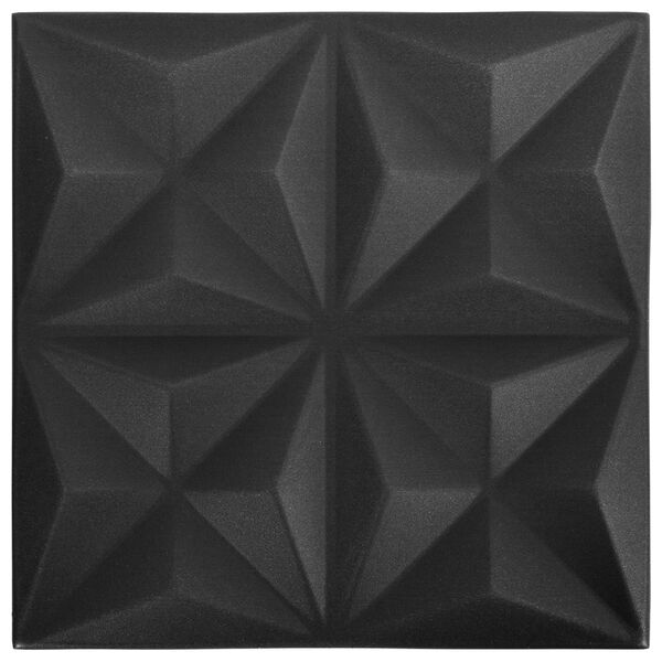 vidaXL Paneles de pared 48 pcs Origami Negro 50 x 50 cm Espuma XPS
