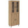vidaXL Aparador alto 2 pcs Roble artesanal