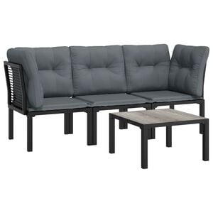 vidaXL Set de muebles de jard&iacute;n 4 piezas rat&aacute;n sint&eacute;tico negro y gris