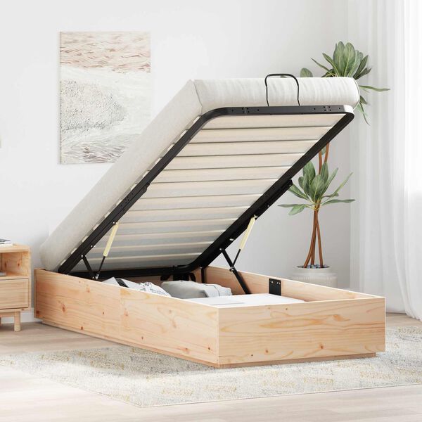 vidaXL Estructura de Cama Ottoman Natural 80 x 200 cm Pino macizo