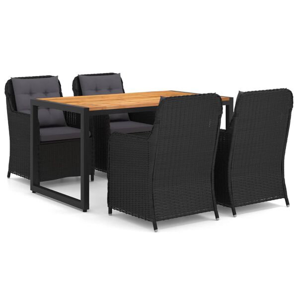 vidaXL Juego de comedor para jard&iacute;n 5 piezas negro
