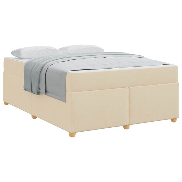 vidaXL Estructura de cama con colch&oacute;n Crema 160 x 200 cm tela