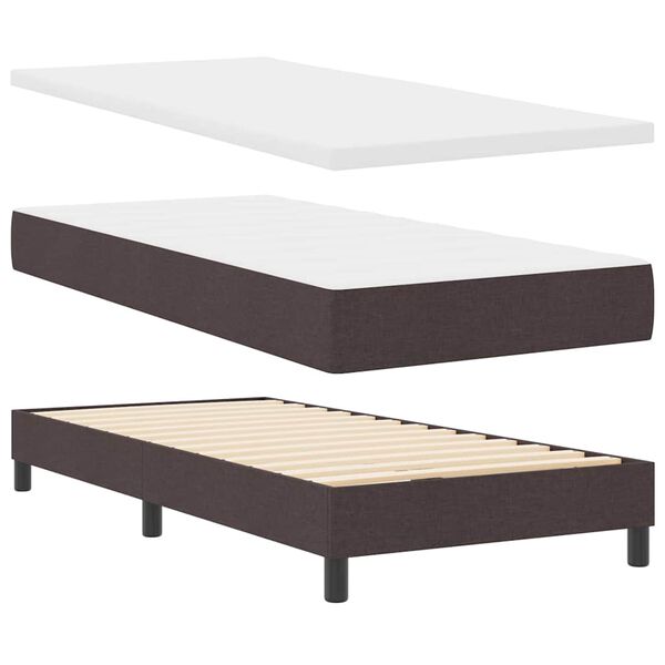 vidaXL Cama tipo Box Spring Marr&oacute;n Oscuro 200 x 100 cm Poli&eacute;ster