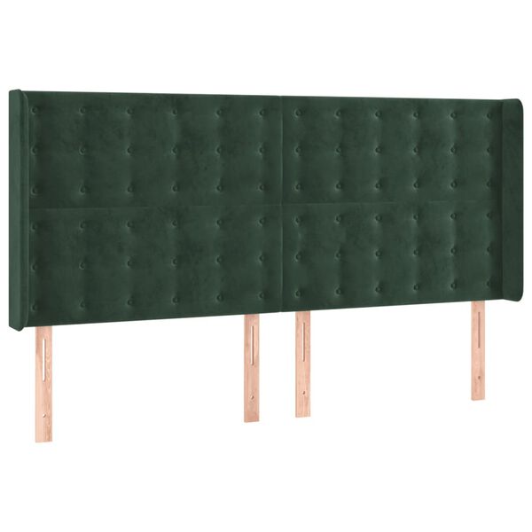 vidaXL Cabecero con LED de terciopelo verde oscuro 203x16x118/128 cm