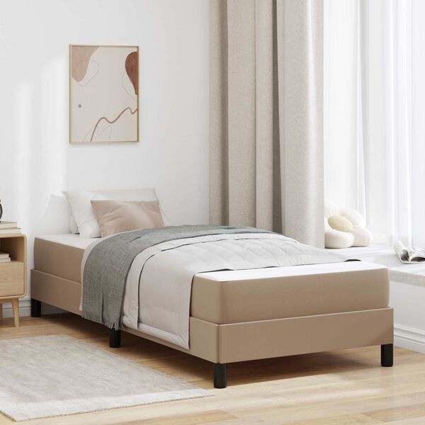 vidaXL Estructura de cama con colch&oacute;n Capuchino 90 x 190 cm tela