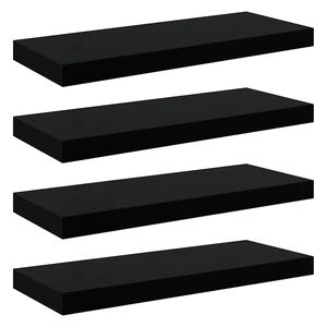 vidaXL Estante flotante de pared 4 uds MDF negro brillo 60x23,5x3,8 cm