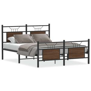 vidaXL Estructura de cama sin colch&oacute;n madera marr&oacute;n roble 137x190 cm