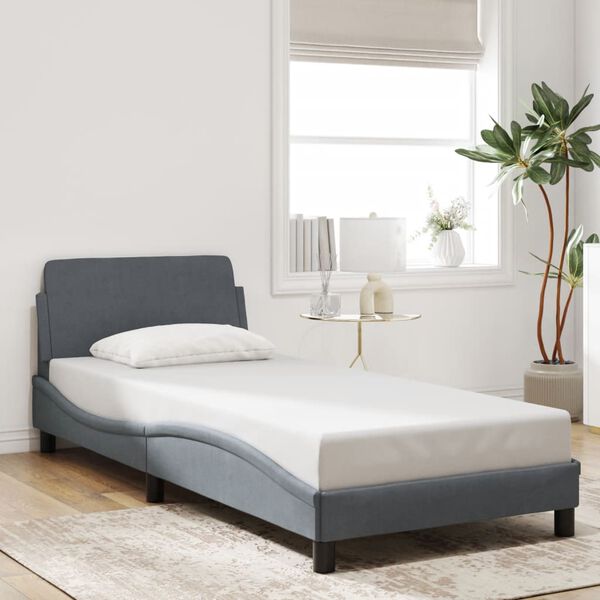 vidaXL Estructura de cama Dover terciopelo gris oscuro 90x190 cm