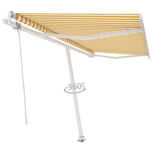 vidaXL Toldo de pie autom&aacute;tico amarillo y blanco 450x350 cm