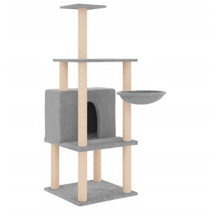 vidaXL Rascador para gatos con postes de sisal gris claro 132 cm