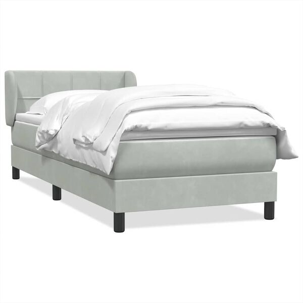 vidaXL Cama box spring con colch&oacute;n terciopelo gris claro 90x210 cm