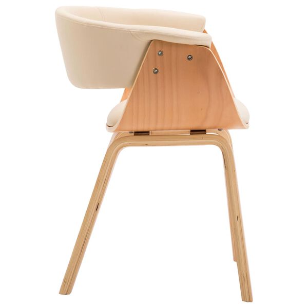 vidaXL Silla de comedor madera curvada y cuero sint&eacute;tico crema