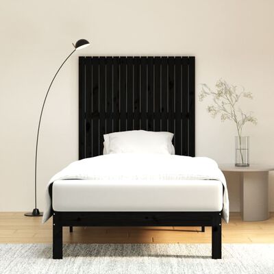 vidaXL Cabecero de cama de pared madera maciza pino negro 108x3x110 cm