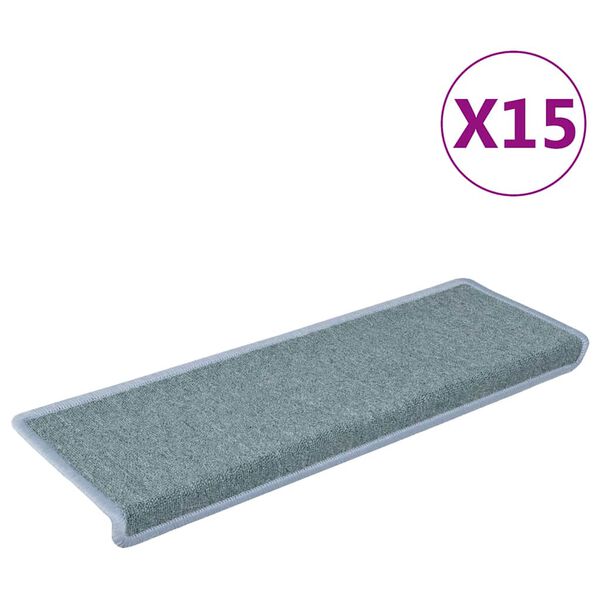 vidaXL Alfombrillas para escaleras 15 unidades 65x21x4 cm Azul Mar Borde Rectangular