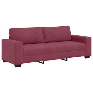 vidaXL Sof&aacute; de 3 plazas color rojo vino, 220x77x82 cm, de tela