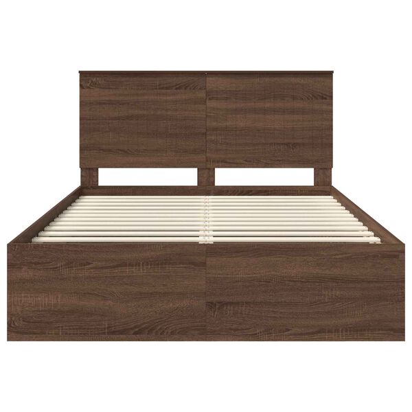 vidaXL Estructura de cama con cabecera Roble Marr&oacute;n 140 x 200 cm
