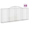 vidaXL Cestas de gaviones 8 uds forma de arco hierro 300x30x120/140 cm