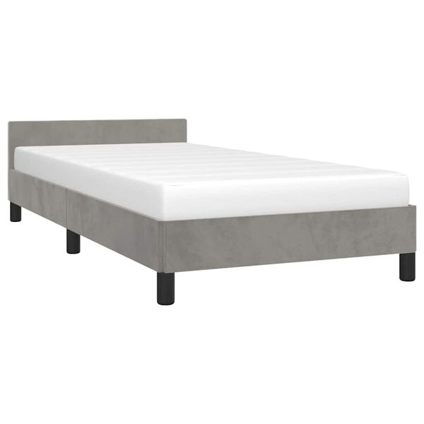 vidaXL Estructura de cama sin colch&oacute;n terciopelo gris claro 90x200 cm
