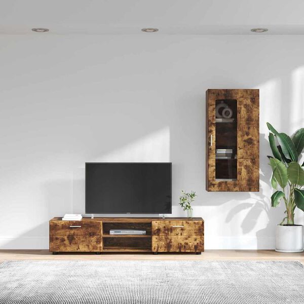 vidaXL Conjunto de mueble de TV con caj&oacute;n FLORIN Roble ahumado