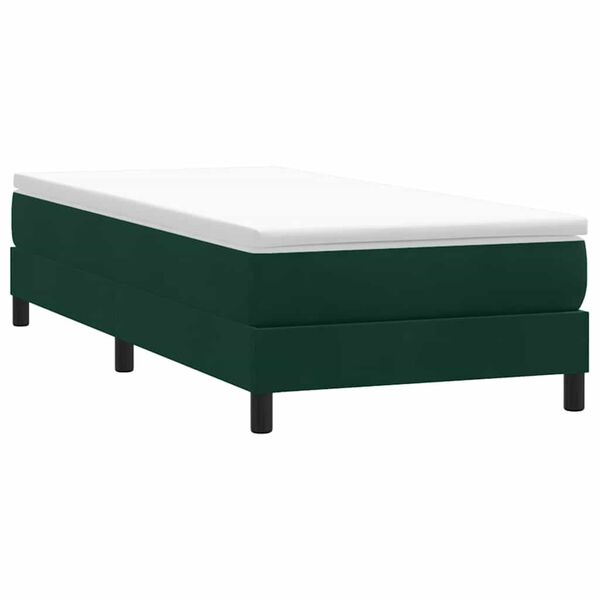 vidaXL Cama box spring sin colch&oacute;n verde oscuro terciopelo 100x220 cm