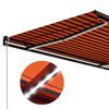 vidaXL Toldo manual retr&aacute;ctil con LED naranja y marr&oacute;n 450x300 cm
