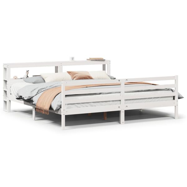 vidaXL Estructura de cama con cabecero sin colch&oacute;n blanco 180x200 cm