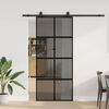 vidaXL Puerta corredera con herrajes negro 90x205 cm vidrio templado