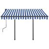 vidaXL Toldo autom&aacute;tico con LED sensor de viento azul y blanco 3x2,5 m