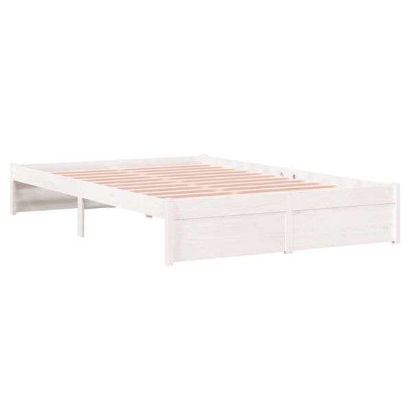 vidaXL Estructura de cama sin colch&oacute;n madera maciza blanco 120x200 cm