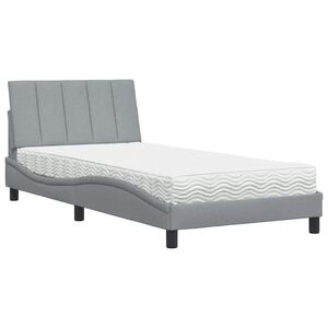 vidaXL Cama con colch&oacute;n Hanko tela gris claro 100x200 cm