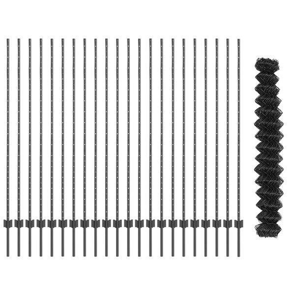 vidaXL Valla con Poste Gris 1,6 x 25 m Acero y PVC