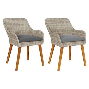 vidaXL Silla de Jard&iacute;n con coj&iacute;n 2 pcs Gris Claro 62.5 x 55 x 82 cm