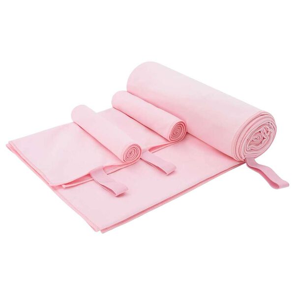 vidaXL Set de Toallas de Deportes 3 pcs Rosa Poliéster y Poliamida