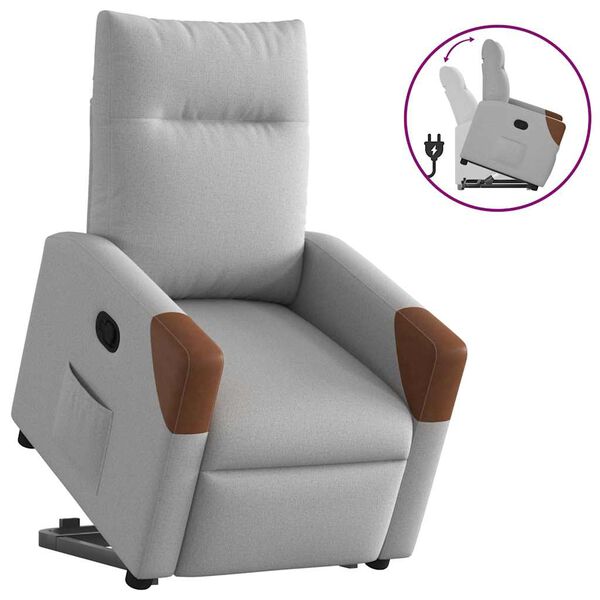 vidaXL Sill&oacute;n reclinable elevable de tela gris nube