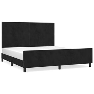 vidaXL Estructura de cama sin colch&oacute;n terciopelo negro 160x200 cm