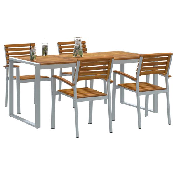 vidaXL Conjunto de Comedor de Jard&iacute;n 5 pcs Gris