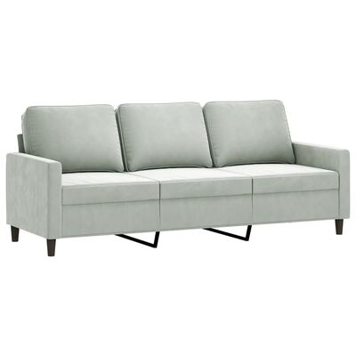 vidaXL Juego de sofás con cojines 3 piezas terciopelo gris claro
