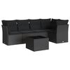 vidaXL Set de sof&aacute;s de jard&iacute;n 6 piezas y cojines rat&aacute;n sint&eacute;tico negro