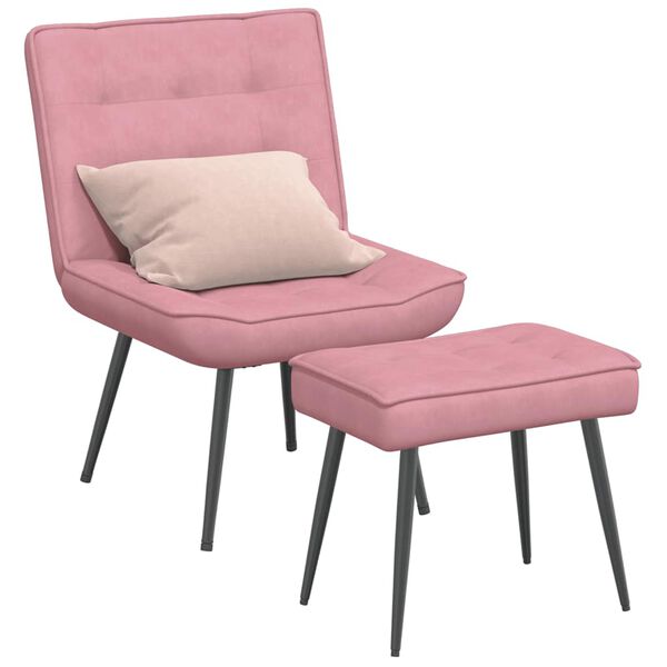 vidaXL Sill&oacute;n de relax con reposapi&eacute;s terciopelo rosa
