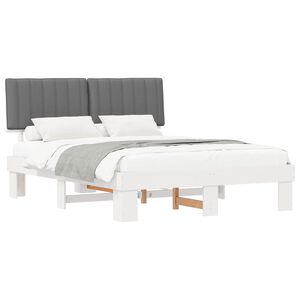vidaXL Estructura de Cama con Cabecera Tapizada Gris Claro