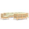 vidaXL Muebles de jard&iacute;n 9 pzas y cojines madera maciza de pino crema