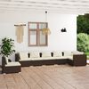 vidaXL Set muebles de jard&iacute;n 7 piezas y cojines rat&aacute;n sint&eacute;tico marr&oacute;n
