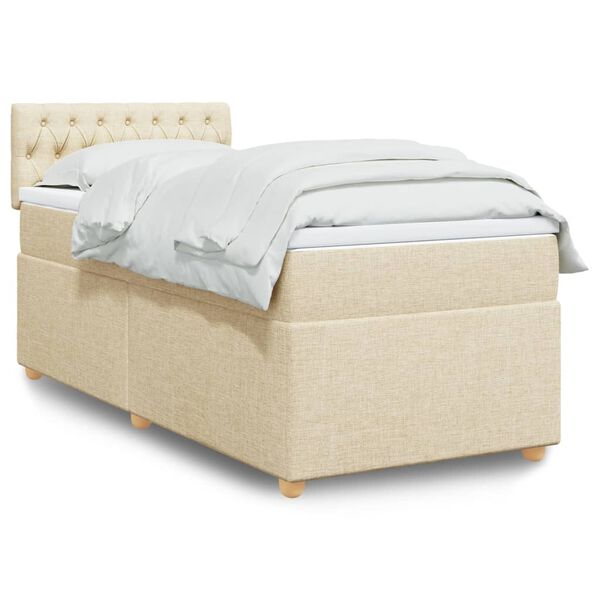 vidaXL Cama box spring con colch&oacute;n tela color crema 90x200 cm