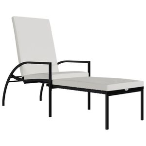 vidaXL Tumbona con reposapi&eacute;s rat&aacute;n sint&eacute;tico negro