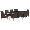 vidaXL Conjunto de Comedor de Jard&iacute;n 9 pcs Marr&oacute;n rat&aacute;n sint&eacute;tico