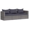 vidaXL Set de sof&aacute;s de jard&iacute;n 3 piezas y cojines rat&aacute;n sint&eacute;tico gris