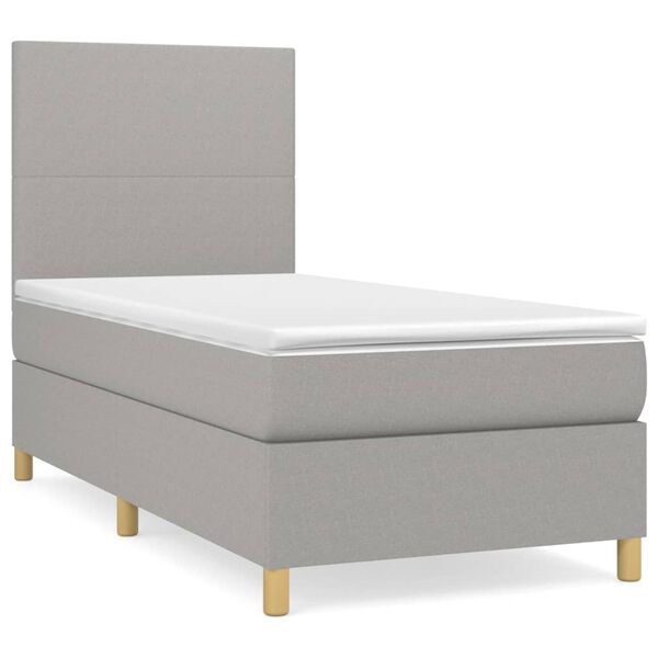 vidaXL Cama box spring con colch&oacute;n tela gris claro 100x200 cm